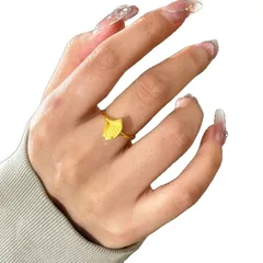 Ginkgo Leaf Copper Ring For Women In Luxurious Gold Style 5