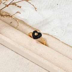 Girl Heart-shaped Oil Drop Ring Women's Ring Alloy Material Daily Wear Red And Black Rubber Embedded Four Seasons Applicable 2