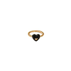 Girl Heart-shaped Oil Drop Ring Women's Ring Alloy Material Daily Wear Red And Black Rubber Embedded Four Seasons Applicable 5