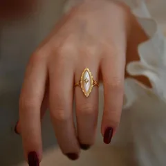 Luxurious Gold Butterfly Ring For Women With Electroplated Finish And Imitation Pearl Inlay