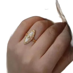 Luxurious Gold Butterfly Ring For Women With Electroplated Finish And Imitation Pearl Inlay 5