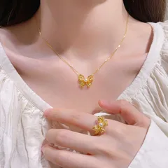 Luxurious Gold Butterfly Ring For Women With Electroplated Finish And Imitation Pearl Inlay 3