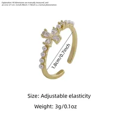 Gold Cross Open Ring For Women With KC Golden Plated Coating 0.03µm-0.05µm Featuring Rhinestones, 1 Piece 4