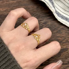 Gold Electroplated Open Ring For Women Featuring Heart Shape Design With Imitation Pearl Inlay