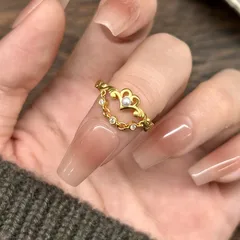 Gold Electroplated Open Ring For Women Featuring Heart Shape Design With Imitation Pearl Inlay 2