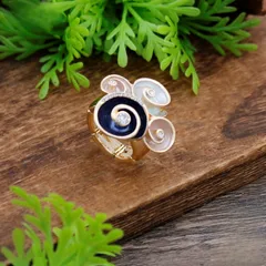 Gold Flowers Ring For Women With Enamel Craft And Rhinestone Inlay, Made Of Zinc Alloy 4