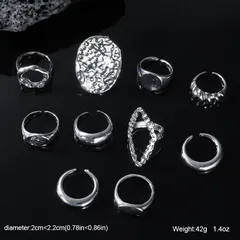 Set Of 10 Gold Geometric Open Rings For Women In Metal Featuring Electroplated Finish 3