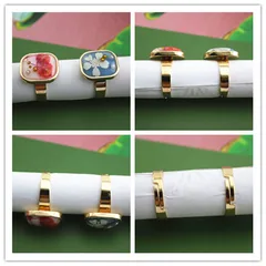 Gold Plated Resin Ring With Embedded Dried Flowers Stylish Exaggerated New   Rings For Women 3