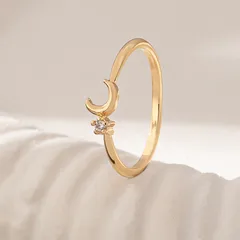 Gold Plated Star Ring For Women In Copper With Zircon Inlay Featuring Electroplating Craft 2