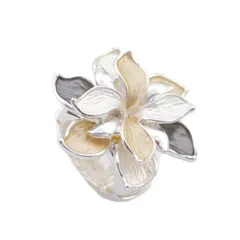 Gold Zinc Alloy Flowers Ring For Women With Enamel Craftsmanship 5