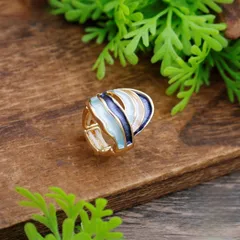 Gold Zinc Alloy Women's Rings For Lines Featuring Enamel Craftsmanship 3