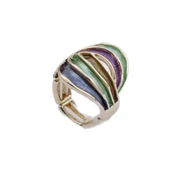 Gold Zinc Alloy Women's Rings For Lines Featuring Enamel Craftsmanship 5