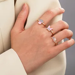Golden Metal Mushroom Rings For Women Featuring Enamel Craftsmanship 2