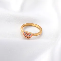 Golden Metal Mushroom Rings For Women Featuring Enamel Craftsmanship 4