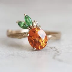 Golden Pineapple Ring For Women With Electroplated Finish And Zircon Inlay, Featuring Golden Plated Metal