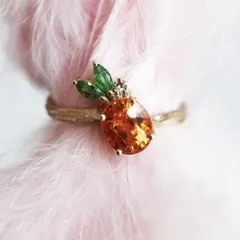 Golden Pineapple Ring For Women With Electroplated Finish And Zircon Inlay, Featuring Golden Plated Metal 2
