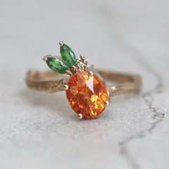 Golden Pineapple Ring For Women With Electroplated Finish And Zircon Inlay, Featuring Golden Plated Metal 3