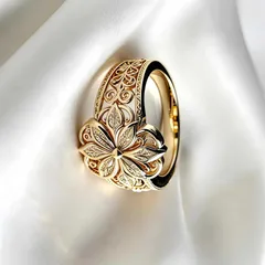 Golden Plated Alloy Flowers Ring For Unisex Featuring Water Plating With 0.05µm-0.08µm Thickness