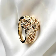 Golden Plated Alloy Flowers Ring For Unisex Featuring Water Plating With 0.05µm-0.08µm Thickness 2