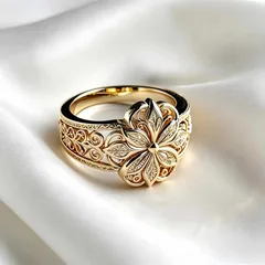 Golden Plated Alloy Flowers Ring For Unisex Featuring Water Plating With 0.05µm-0.08µm Thickness 3