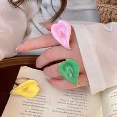 Golden Plated Alloy Open Ring For Women Featuring Enamel Craftsmanship With 0.03µm Plating Thickness