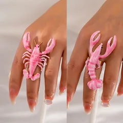 Golden Plated Lobster Rings For Women In Zinc Alloy Featuring Electroplating And Handmade Craftsmanship