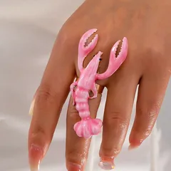 Golden Plated Lobster Rings For Women In Zinc Alloy Featuring Electroplating And Handmade Craftsmanship 2