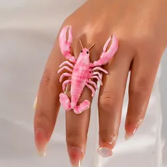 Golden Plated Lobster Rings For Women In Zinc Alloy Featuring Electroplating And Handmade Craftsmanship 3