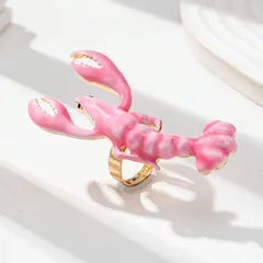Golden Plated Lobster Rings For Women In Zinc Alloy Featuring Electroplating And Handmade Craftsmanship 5