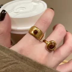 Golden Sun Flower Tiger Eye Ring Women's  New High-grade Sense Ring Niche Design Unique Ring 3