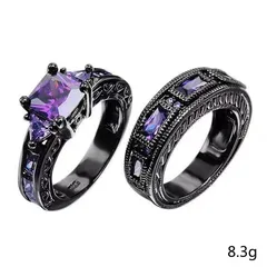 Gothic Purple Constellation Rings For Women, 1 Pair Featuring Rhinestones In Alloy Material 2