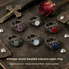 Gothic Round Open Ring For Unisex Featuring Crystal Inlay Material