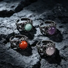 Gothic Round Open Ring For Unisex Featuring Crystal Inlay Material 2