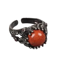 Gothic Round Open Ring For Unisex Featuring Crystal Inlay Material 5