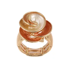 Handmade Apricot Flowers Adjustable Ring For Women In Zinc Alloy 5
