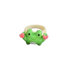 Handmade Colorful Cartoon Ring For Kids Cute Little Elephant Frog Dog Finger Ring Matching Best Friend Ring Animal Pattern Unisex 4