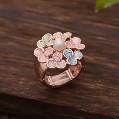 Handmade Flowers Adjustable Ring For Women In Colour Zinc Alloy 2