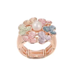 Handmade Flowers Adjustable Ring For Women In Colour Zinc Alloy 5