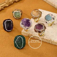 Handmade Irregular Natural Stone Ring For Adults With Golden Plated Water Plating Finish 3