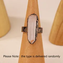 Handmade Irregular Natural Stone Ring With White Crystal Featuring Bronze Water Plating For Adults 5