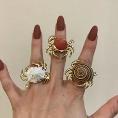 Handmade Marine Style Crab Ring For Women In White Copper Alloy With Rhinestone Inlay 2