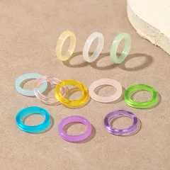 Handmade Multicolor Round Resin Ring For Valentine's Day, Unisex, 1 Piece 5