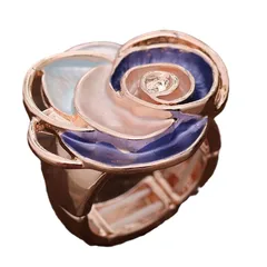 Handmade Natural Pink Flowers Ring For Women In Zinc Alloy Featuring Elegant Craftsmanship 5
