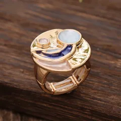 Handmade Natural Pink Moon Ring In Zinc Alloy For Unisex, Perfect For Spring Wear 2