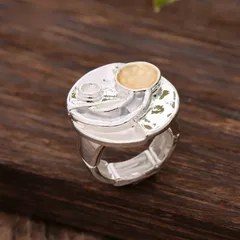 Handmade Natural Pink Moon Ring In Zinc Alloy For Unisex, Perfect For Spring Wear 3