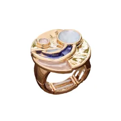 Handmade Natural Pink Moon Ring In Zinc Alloy For Unisex, Perfect For Spring Wear 5