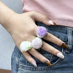 Sweet Handmade Open Rings For Women Featuring Flower Patterns With Artificial Crystal Inlay
