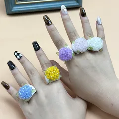 Sweet Handmade Open Rings For Women Featuring Flower Patterns With Artificial Crystal Inlay 2