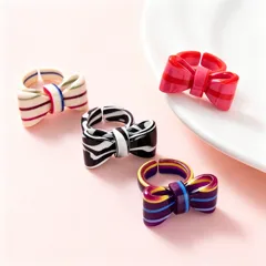 Simple Style Handmade Resin Bow Tie Open Rings For Unisex 3
