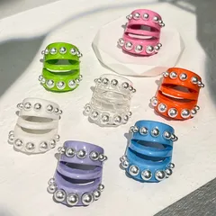 Handmade Resin Dopaamine Ring Hollow Out Design Open Style Imitation Pearl Jewelry Geometric Pattern Sporty Style Women's Ring 2